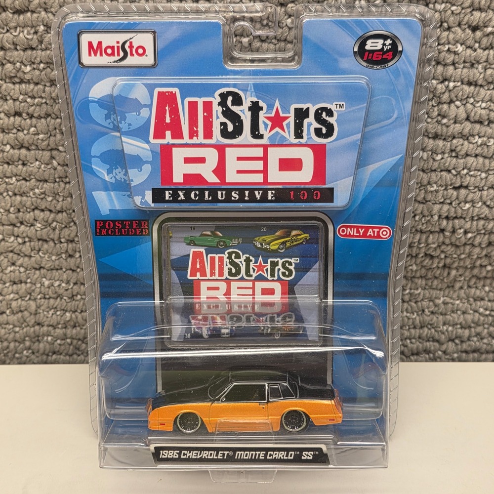 Maisto AllStars RED Exclusive 100 1986 Chevrolet Monte Carlo SS 1:64 Diecast Car